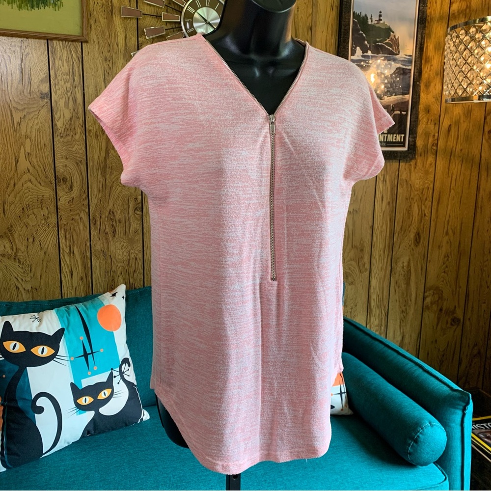 SMX Cotton Blend Peach Zipper Top